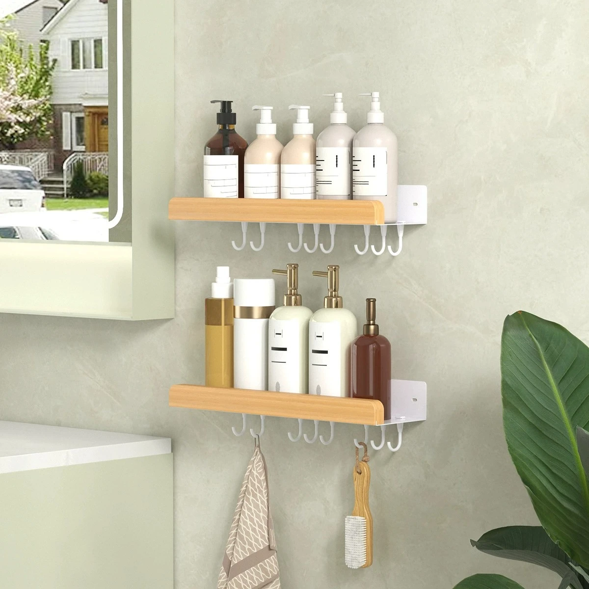 Multi-Function Bathroom Shower Caddy Rack with Hooks - View 3