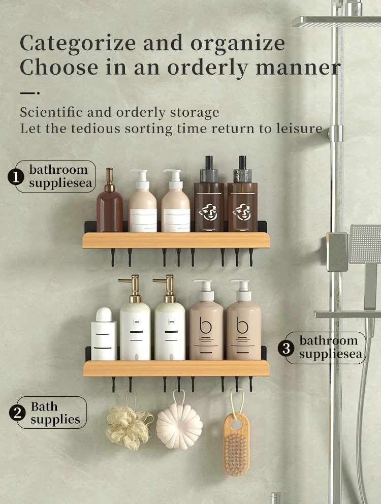 Multi-Function Bathroom Shower Caddy Rack with Hooks detail 3