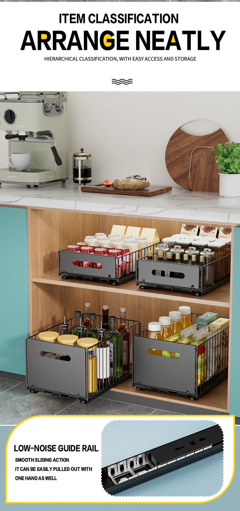 Pull-Out Sliding Cabinet Drawer Basket detail 10