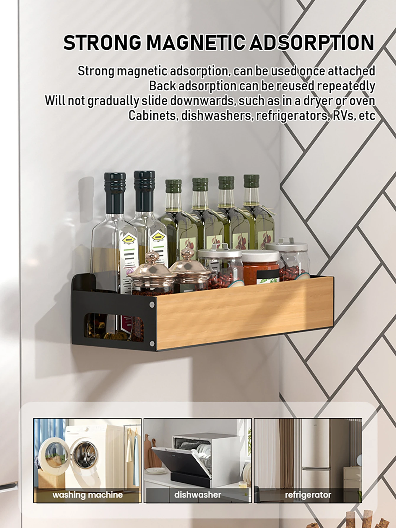 Magnetic Refrigerator Spice Jar Rack Holder detail 7