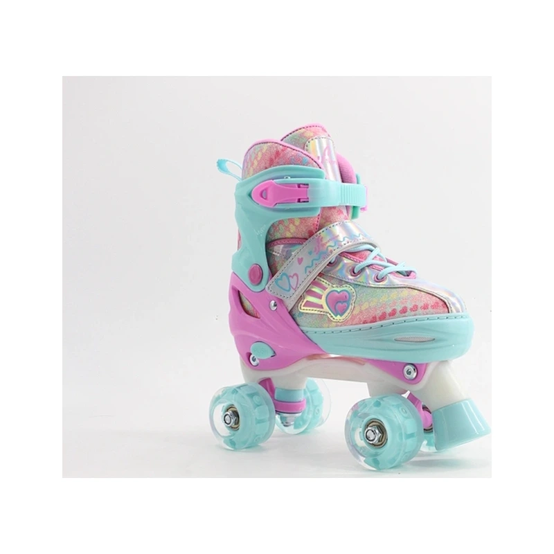 GW-901R Kids Pink Glitter Quad Roller Skates View 2