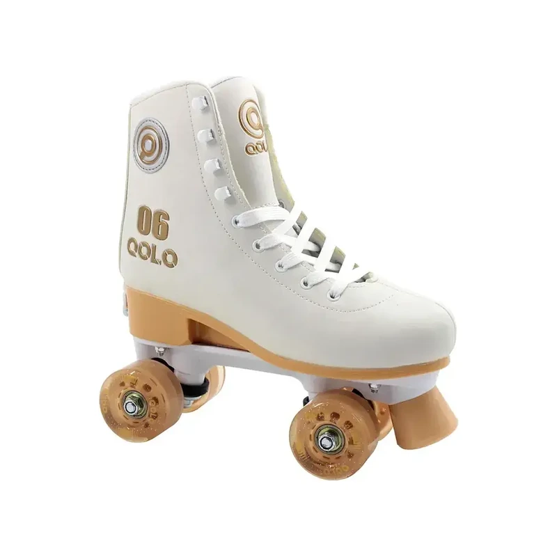 GW-NING Cream Leather-Look Quad Skates