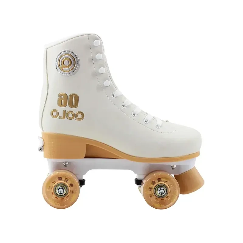 GW-NING Cream Leather-Look Quad Skates View 2