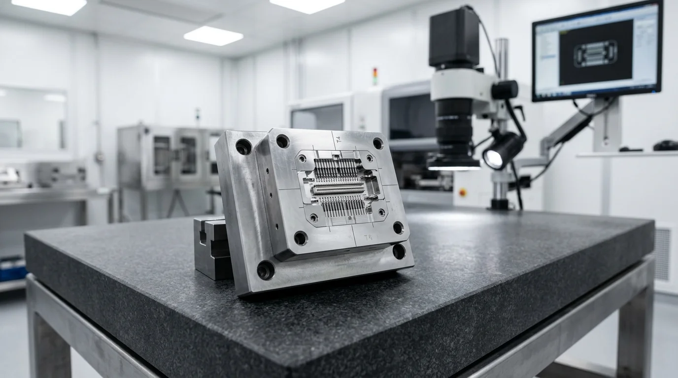 Ultra-Precision Micro-Pitch Mold Core Insert on Granite Surface Plate at Axiom Molds