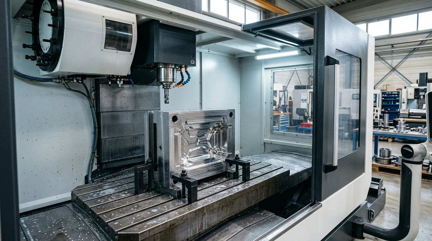 Precision Hot Runner Mold Manifold Machining on CNC Center at Axiom Molds