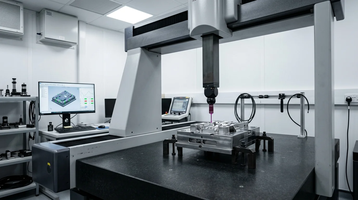 Chinese Quality Control Engineer Operating Bridge CMM at Axiom Molds