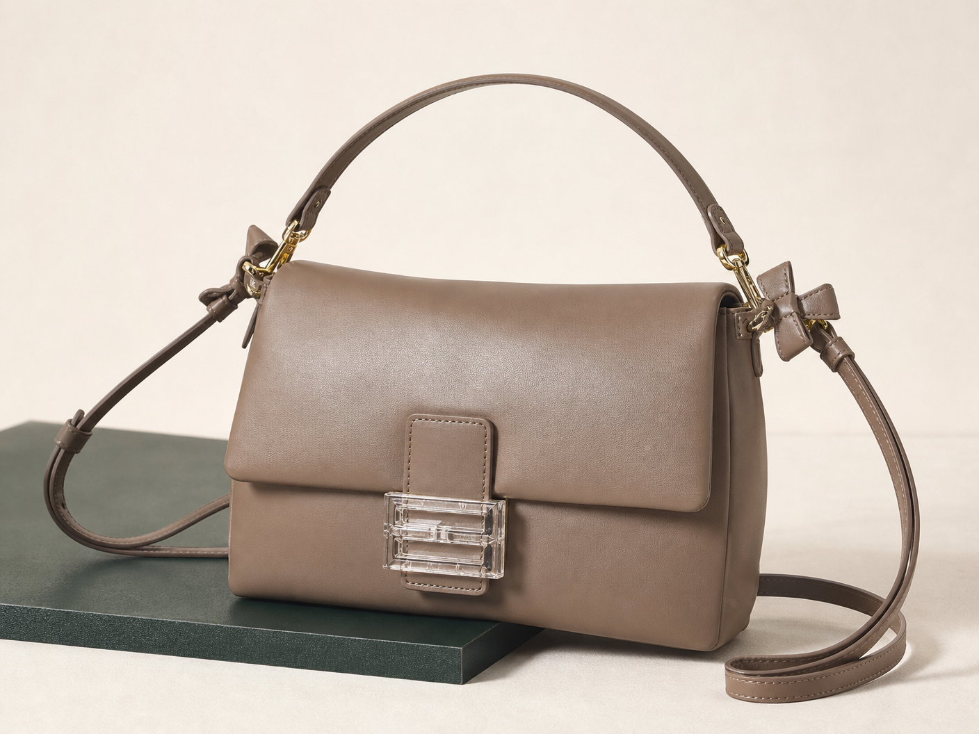 BLOOM-402 Taupe Box Shoulder Bag main catalog image