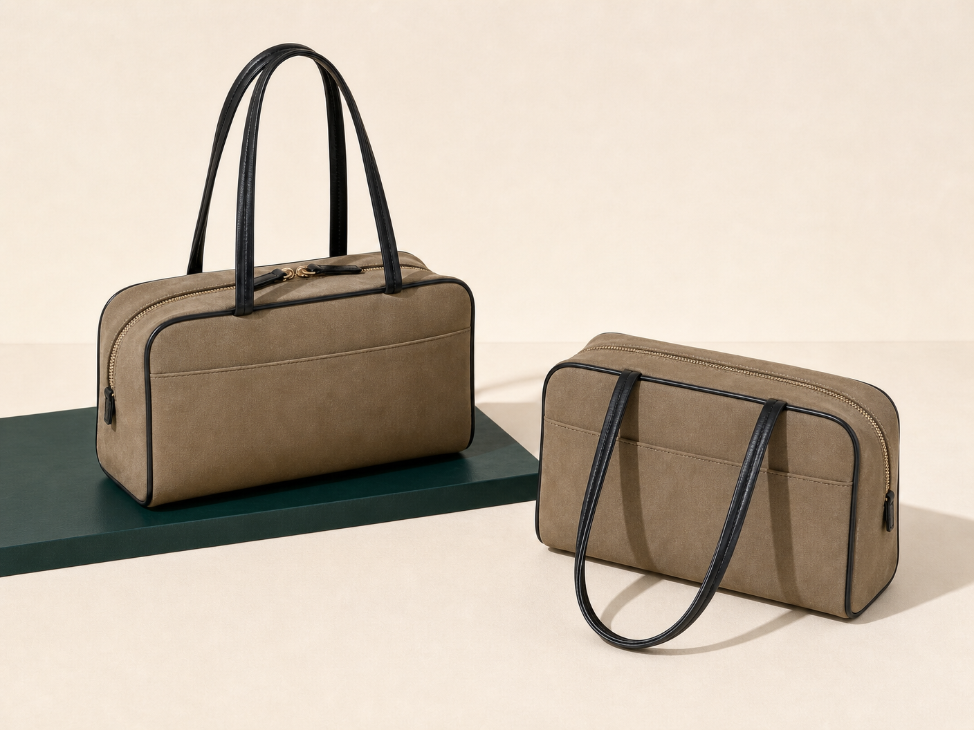 BLOOM-101 Olive Soft Boston Tote rear construction view