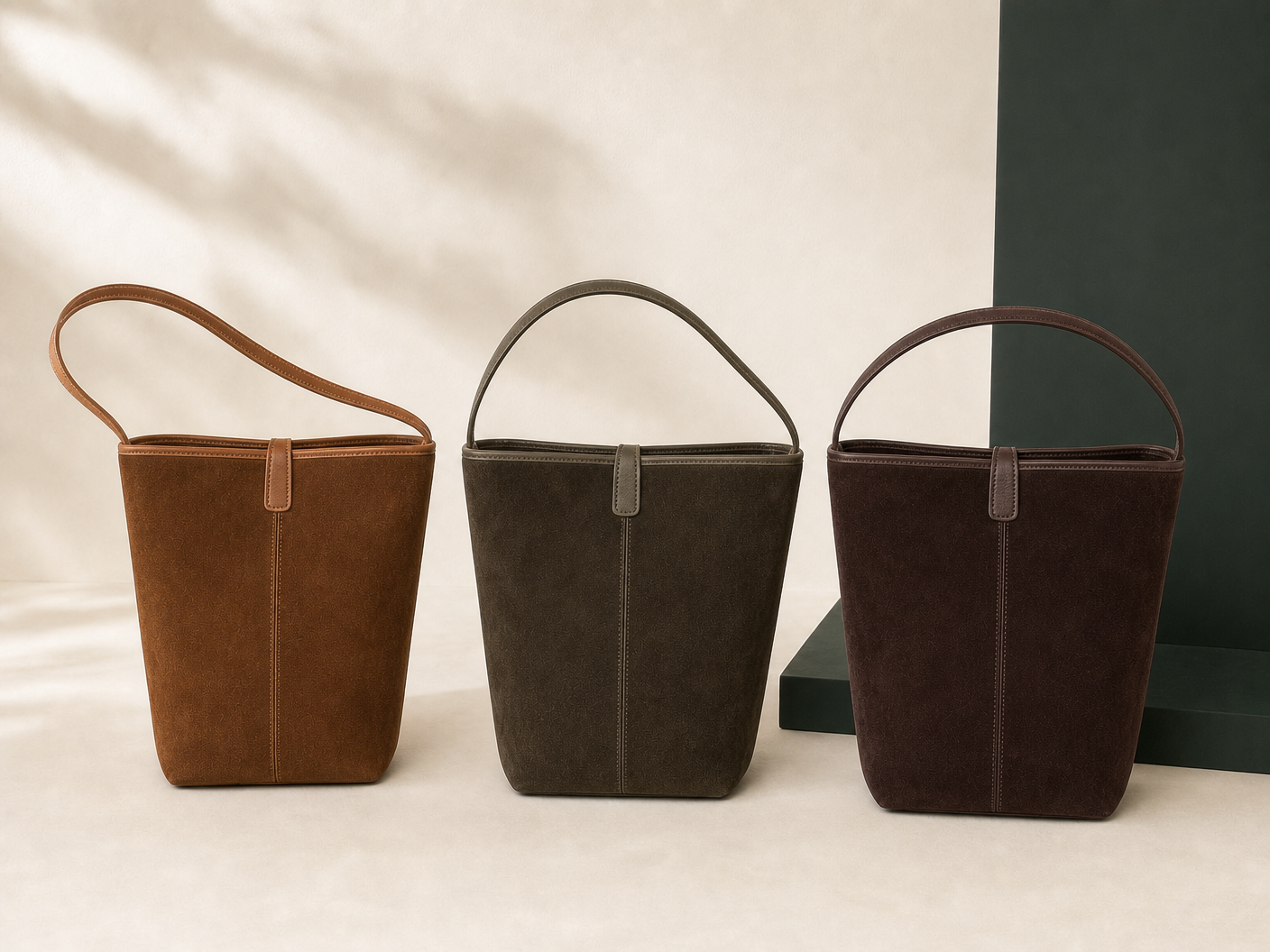 BLOOM-201 Suede Minimal Tote rear construction view
