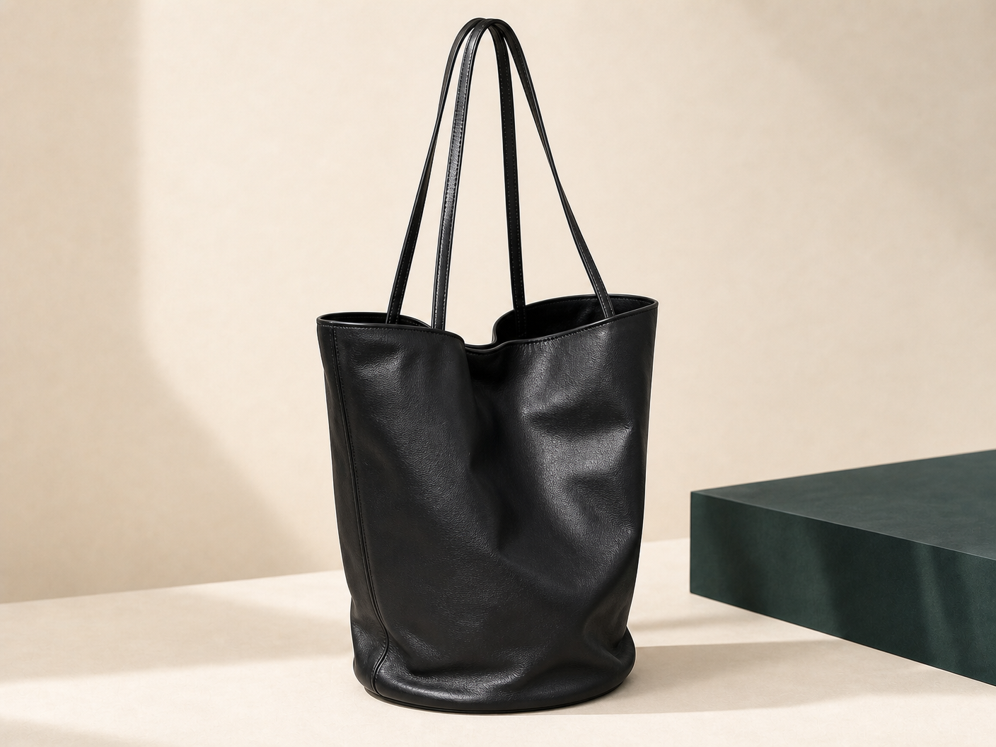 BLOOM-205 Large Soft Bucket Tote shown from a three-quarter side angle