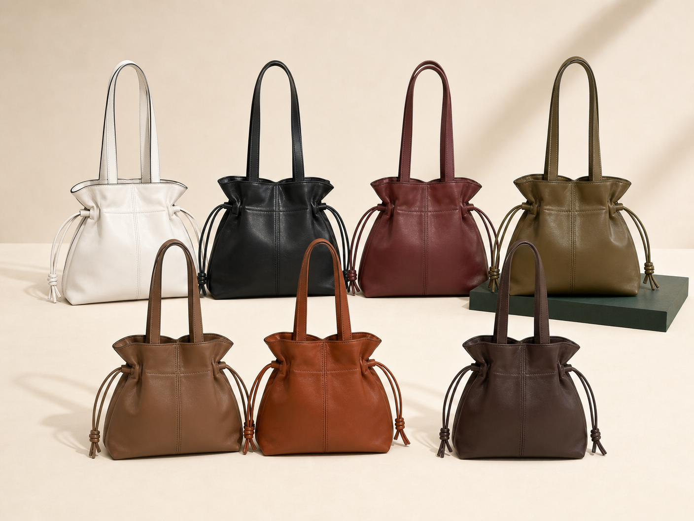 BLOOM-301 Ruched Tote Collection rear construction view