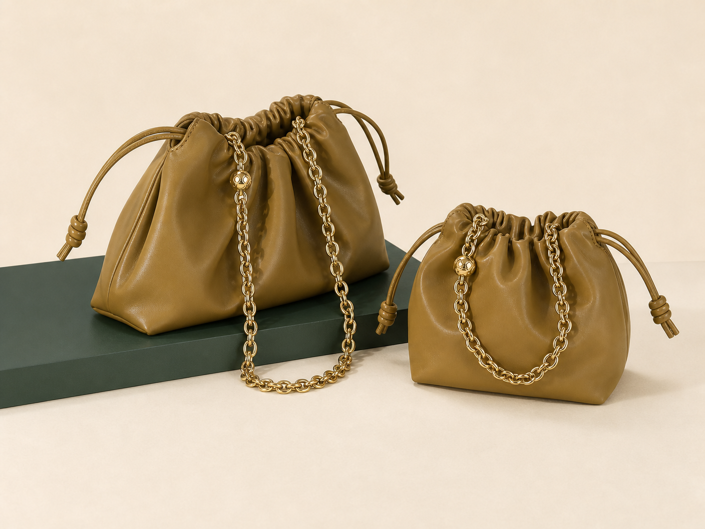 BLOOM-302 Chain Drawstring Collection shown from a three-quarter side angle