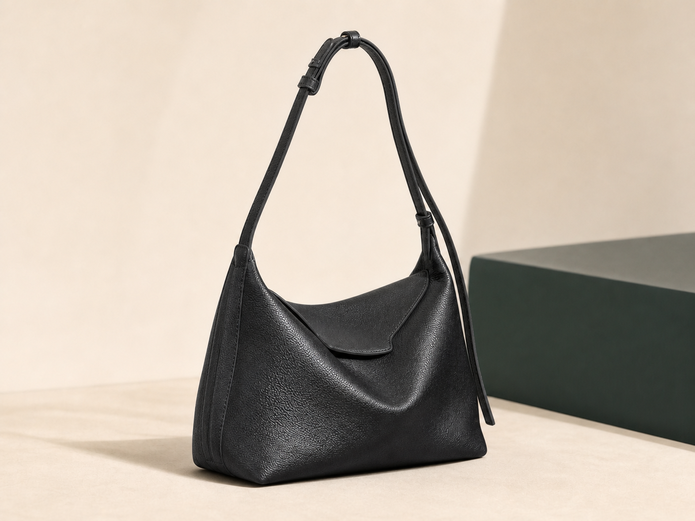 BLOOM-501 Noir Soft Hobo shown from a three-quarter side angle