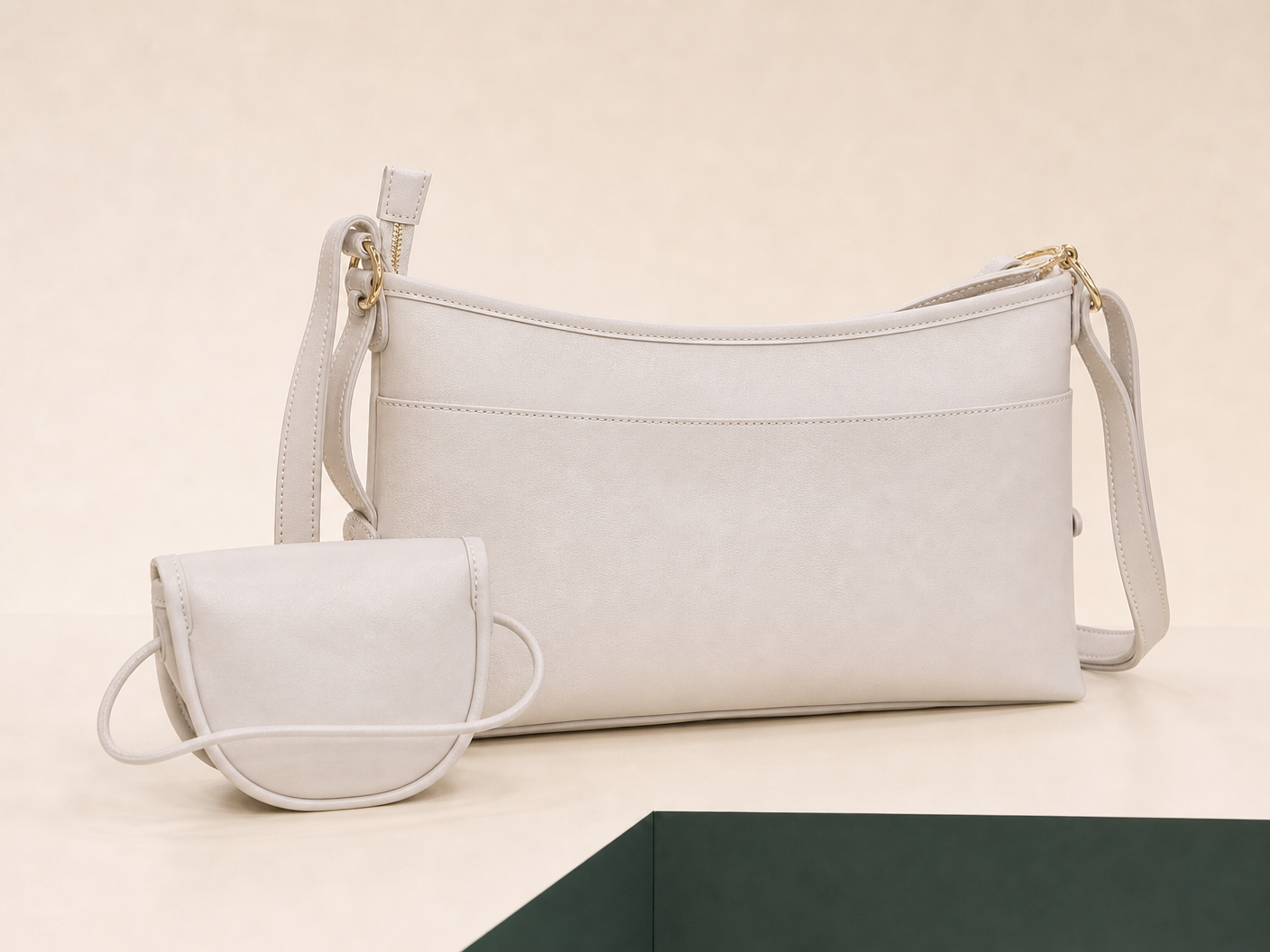 BLOOM-504 Ivory Mini Hobo Set rear construction view