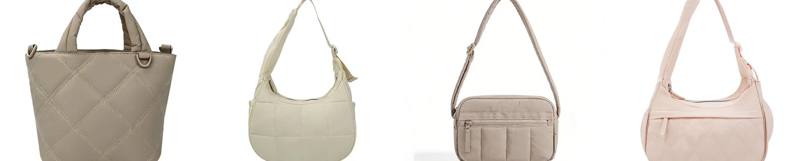 Four BLOOM-505 quilted nylon tote, hobo and crossbody style references from the 1688 listing
